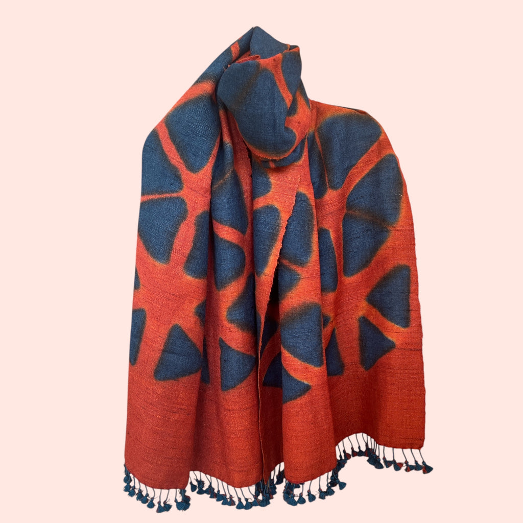 Handloom Silk and Wool Clamp Dye Stole