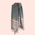 Handloom Fine Wool Jalbooti Shawl Blue
