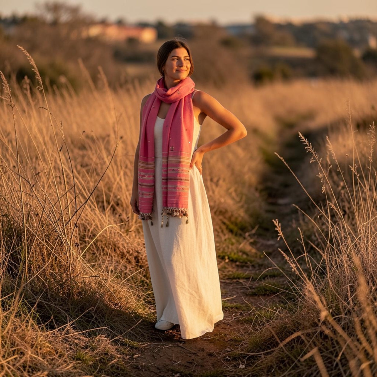 Fine wool kutch shawl Handloom pink 