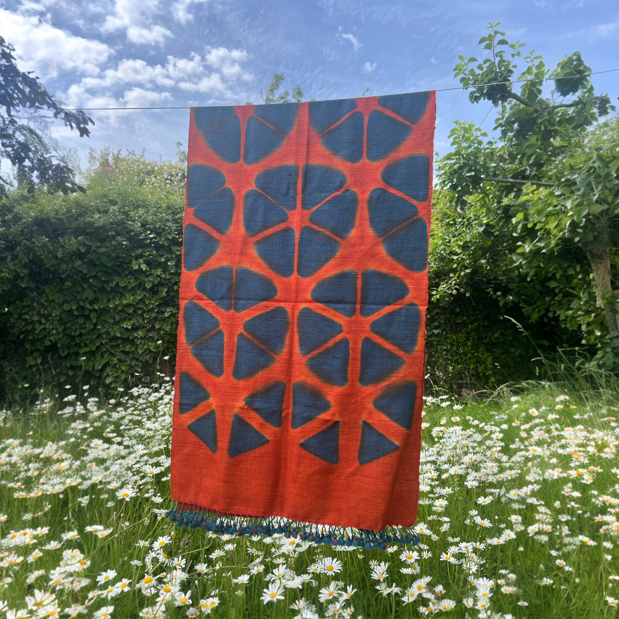 Handloom Silk and Wool Clamp Dye Stole